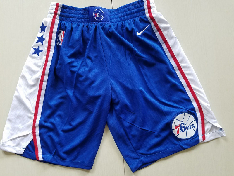 2018 Men NBA Nike Philadelphia 76ers blue shorts->->NBA Jersey